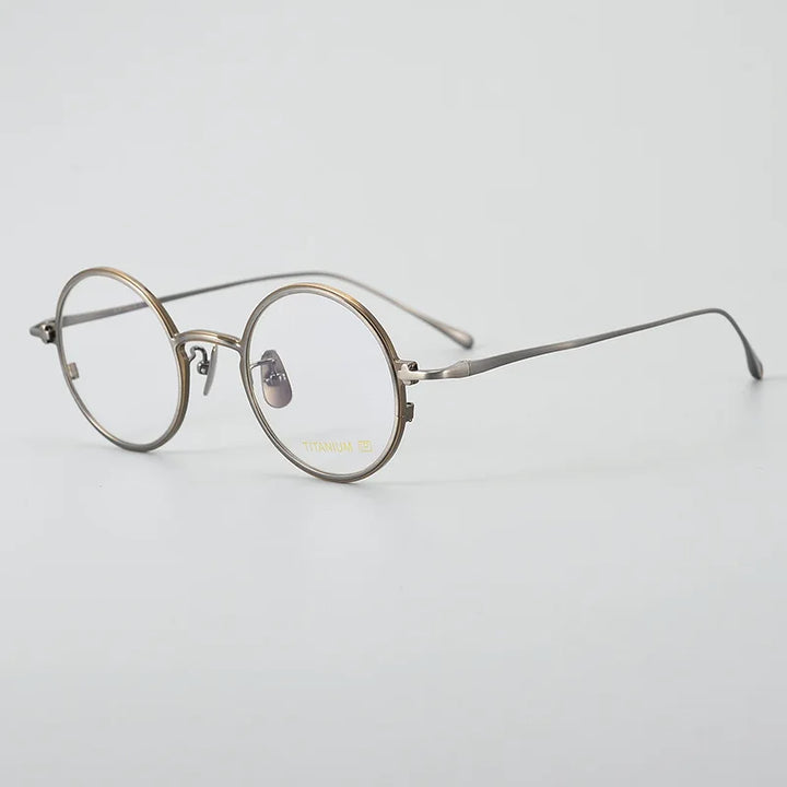 Black Mask Unisex Full Rim Round Titanium Eyeglasses 634142