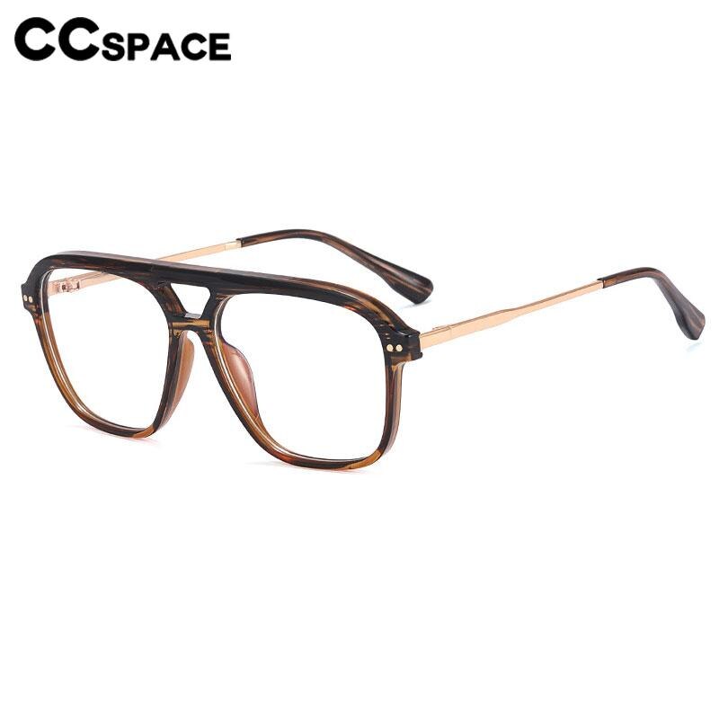 CCspace Unisex Full Rim Square Double Bridge Tr 90 Titanium Eyeglasses 56714 Full Rim CCspace