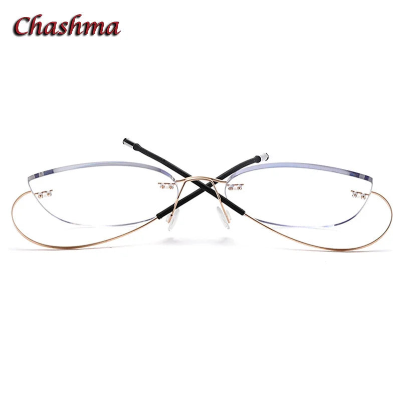 Chashma Ochki Unisex Rimless Cat Eye 2g Titanium Eyeglasses 003 Rimless Chashma Ochki