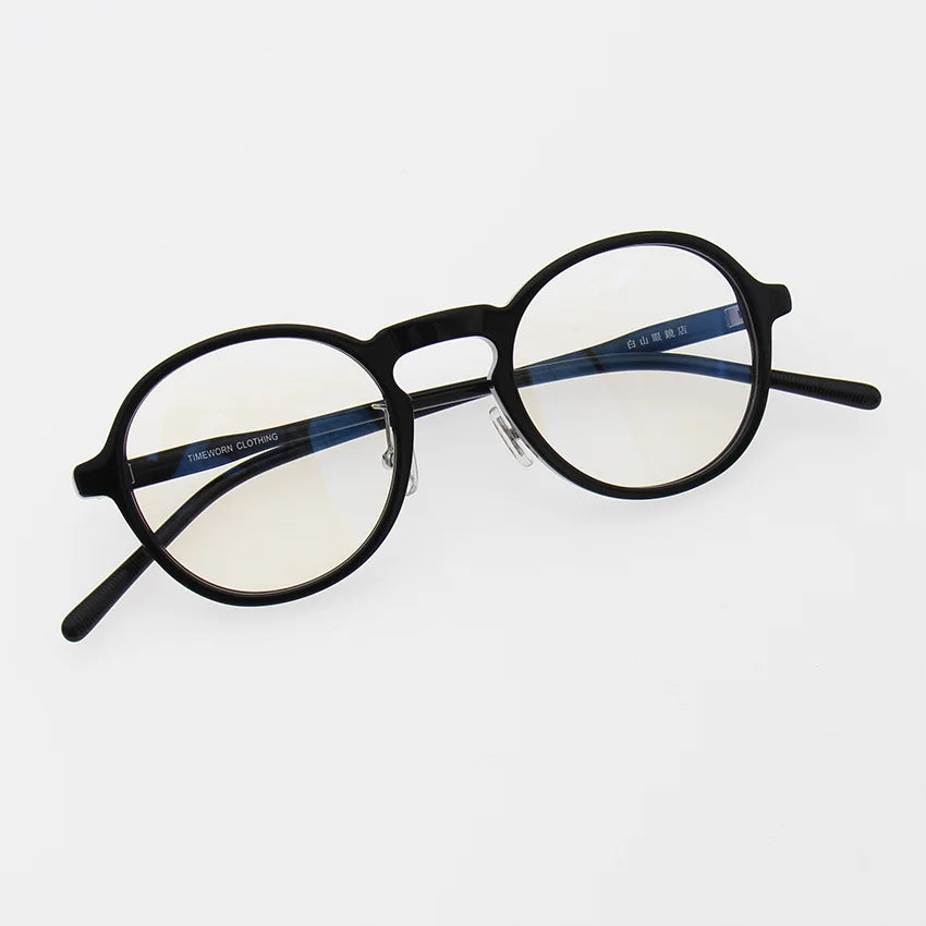 Black Mask Unisex Full Rim Round Acetate Eyeglasses 13847 Full Rim Black Mask