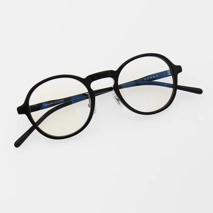 Black Mask Unisex Full Rim Round Acetate Eyeglasses 13847 Full Rim Black Mask