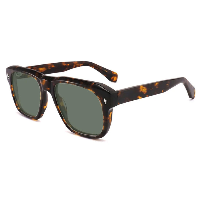 Gatenac Unisex Full Rim Square Polarized Acetate Sunglasses Mo16 Sunglasses Gatenac Tortoiseshell Green