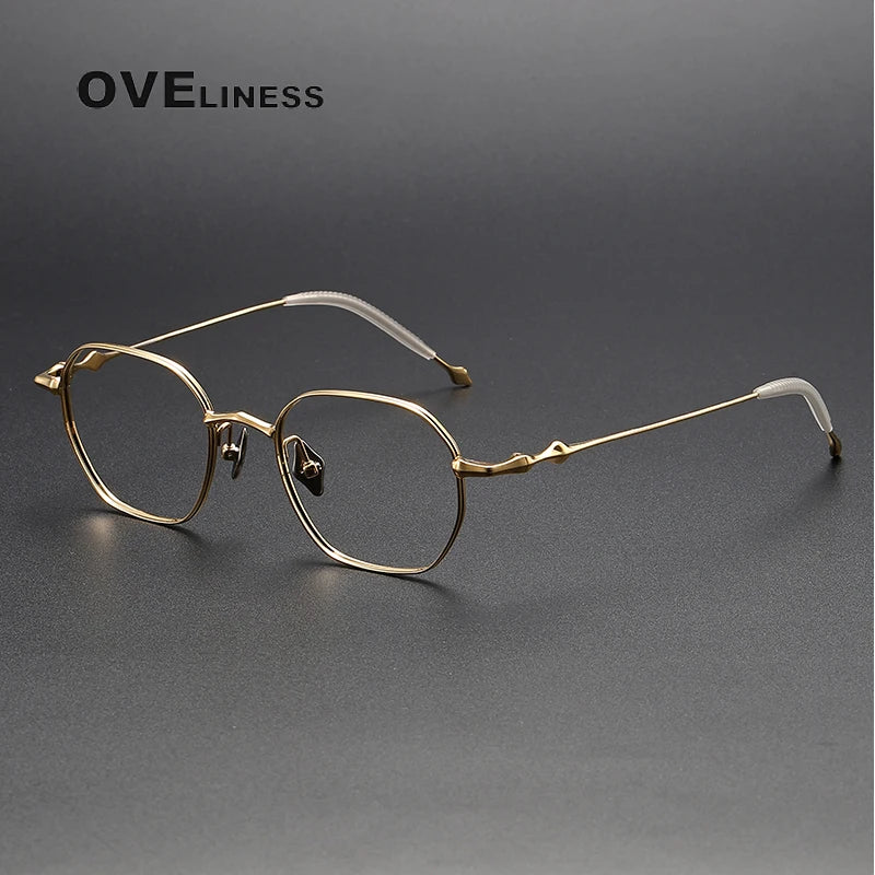 Oveliness Unisex Full Rim Polygon Titanium Eyeglasses 4220 Full Rim Oveliness gold