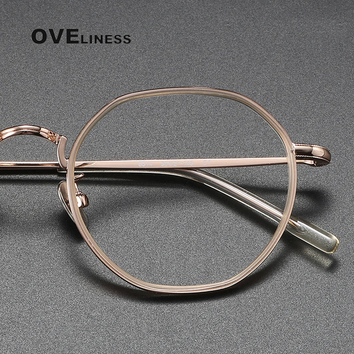 Oveliness Unisex Full Rim Polygon Acetate Titanium Eyeglasses 8514 Full Rim Oveliness