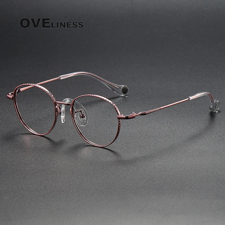 Oveliness Unisex Full Rim Round Titanium Eyeglasses 80950 Full Rim Oveliness red