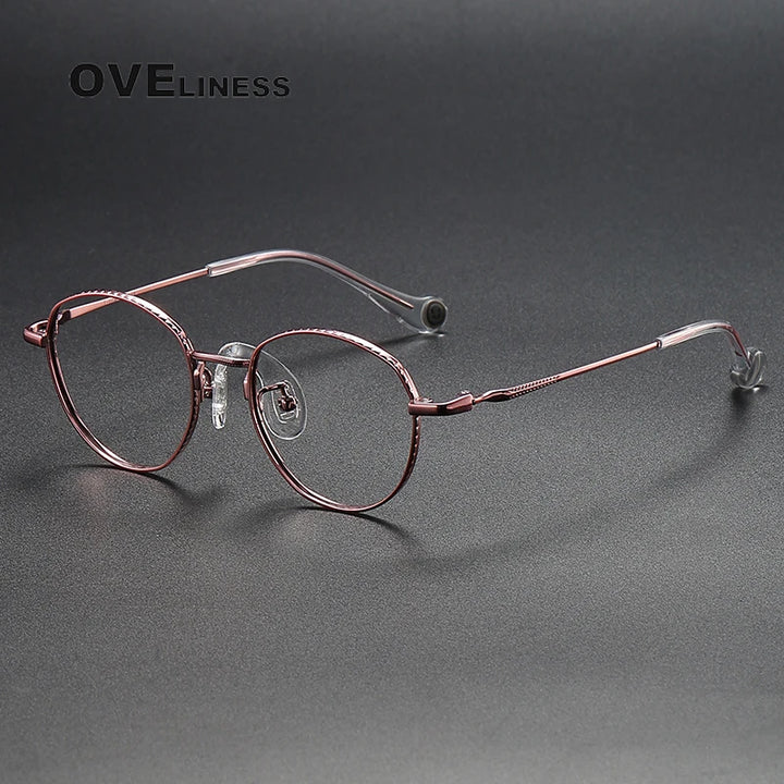 Oveliness Unisex Full Rim Round Titanium Eyeglasses 80950 Full Rim Oveliness red  