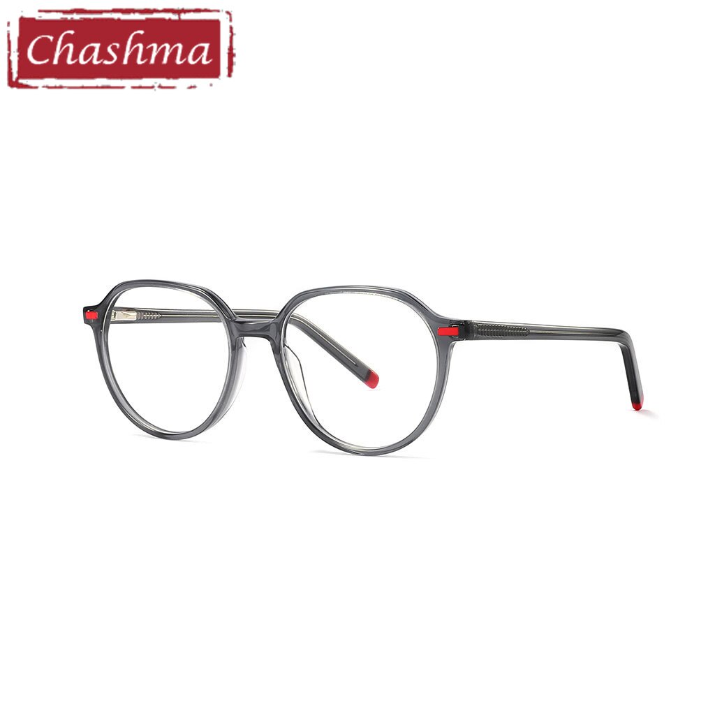 Chashma Unisex Children's Full Rim Oval Acetate Spring Hinge Eyeglasses 9043 Full Rim Chashma Gray