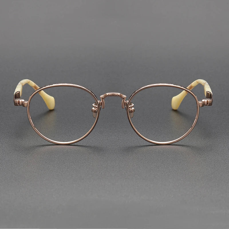 Blaack Mask Women's Full Rim Round Titanium Eyeglasses S808 Full Rim Black Mask