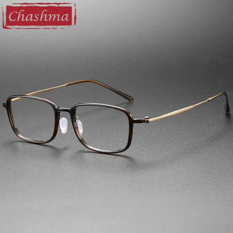 Chashma Unisex Full Rim Polygon Square Ultem Titanium Eyeglasses 86324