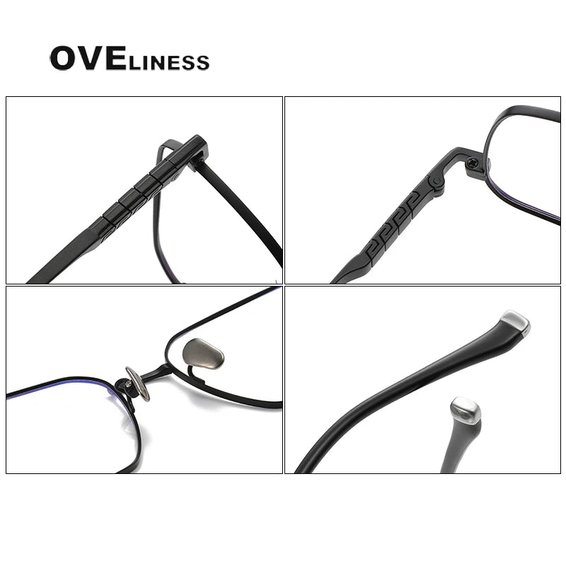 Oveliness Men's Full Rim Square Titanium Eyeglasses 80904 Full Rim Oveliness
