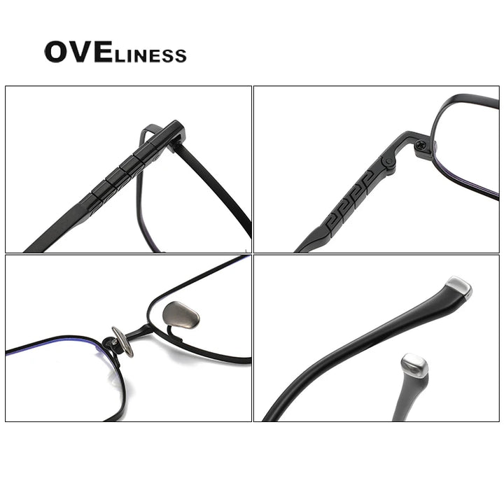 Oveliness Men's Full Rim Square Titanium Eyeglasses 80904 Full Rim Oveliness