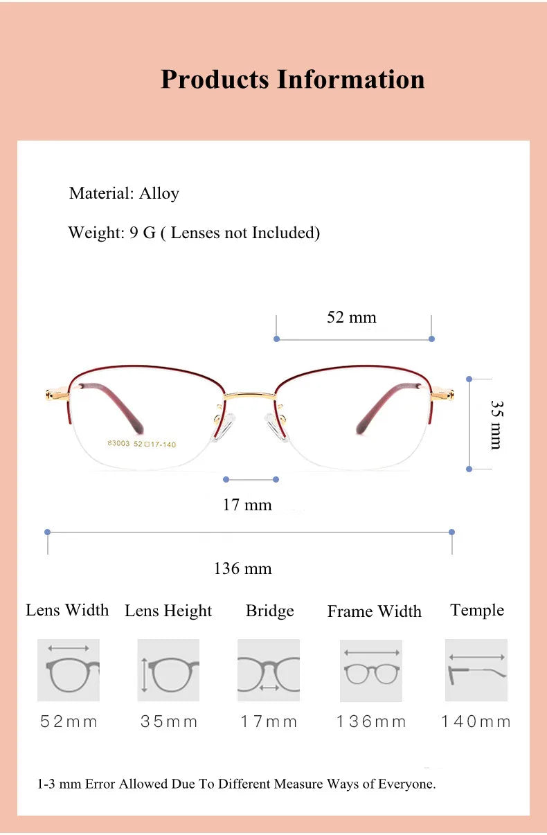Chashma Ochki Women's Semi Rim Oval Square Alloy Eyeglasses 383003