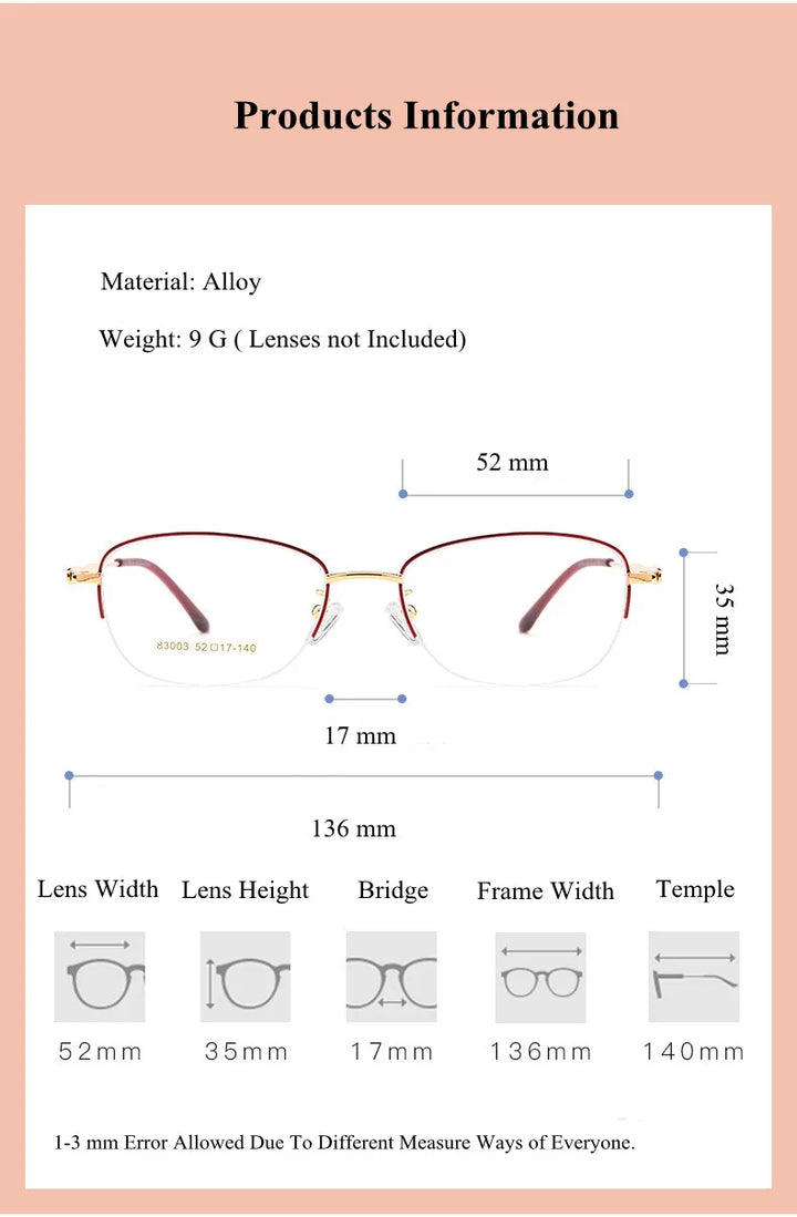 Chashma Ochki Women's Semi Rim Oval Square Alloy Eyeglasses 383003