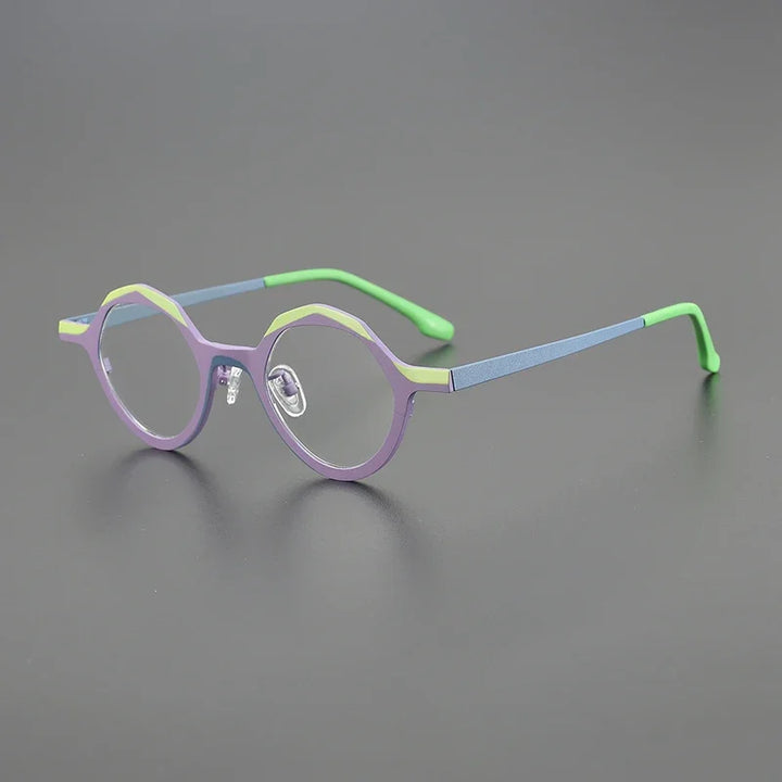 Hewei Unisex Full Rim Irregular Round Titanium Eyeglasses 13922 Full Rim Hewei C1 CHINA