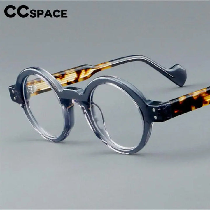 CCspace Unisex Full Rim Round Acetate Eyeglasses 57257 Full Rim CCspace