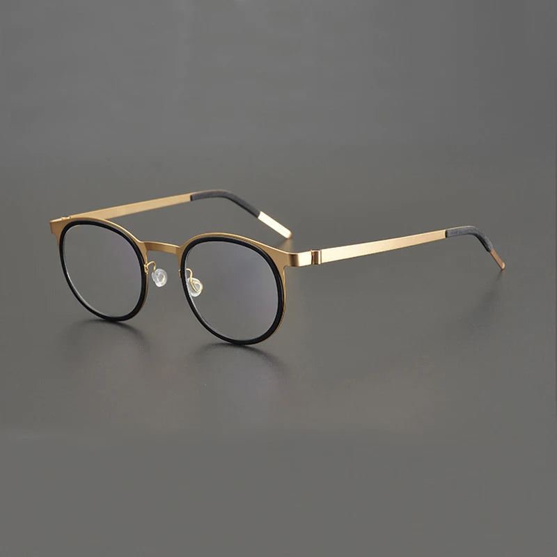 Black Mask Women's Full Rim Round Acetate Titanium Eyeglasses 199704