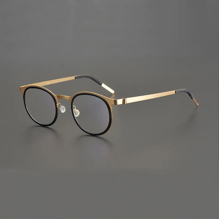 Black Mask Women's Full Rim Round Acetate Titanium Eyeglasses 199704