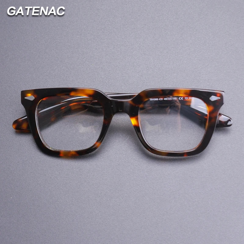 Gatenac Unisex Full Rim Brow Line Square Acetate Eyeglasses Gxyj1531 Full Rim Gatenac