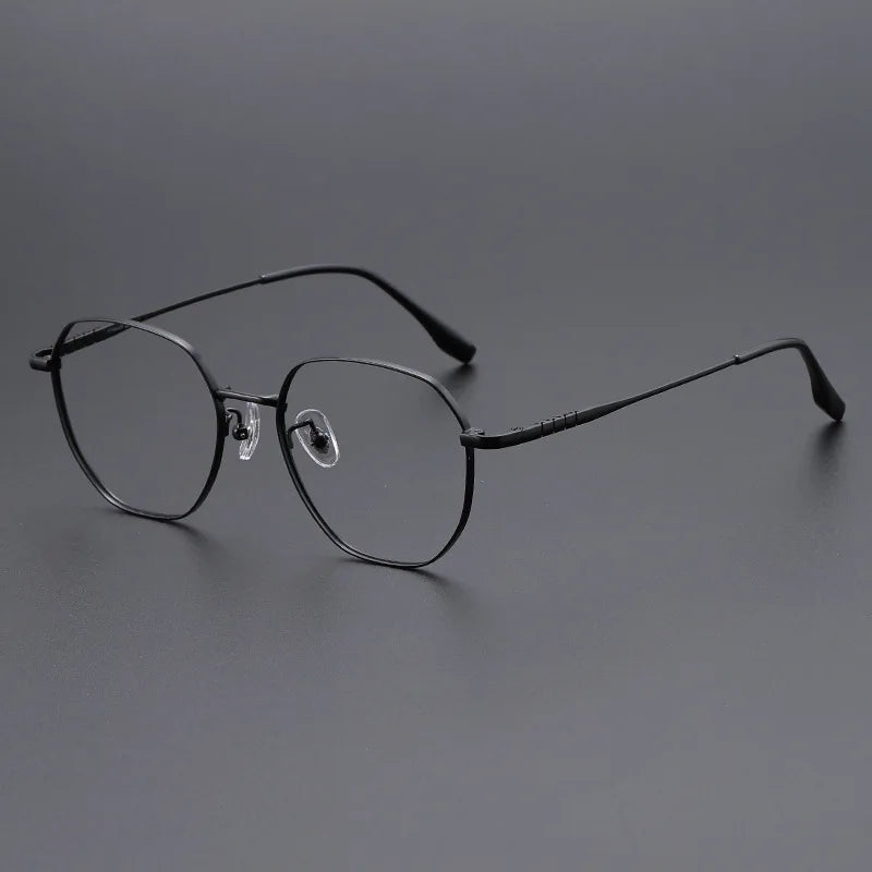 Momoja Unisex Full Rim Flat Top Polygon Titanium Eyeglasses 71280
