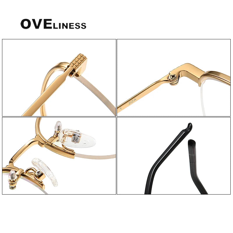 Oveliness Unisex Semi Rim Oval Titanium Eyeglasses Ot050 Semi Rim Oveliness