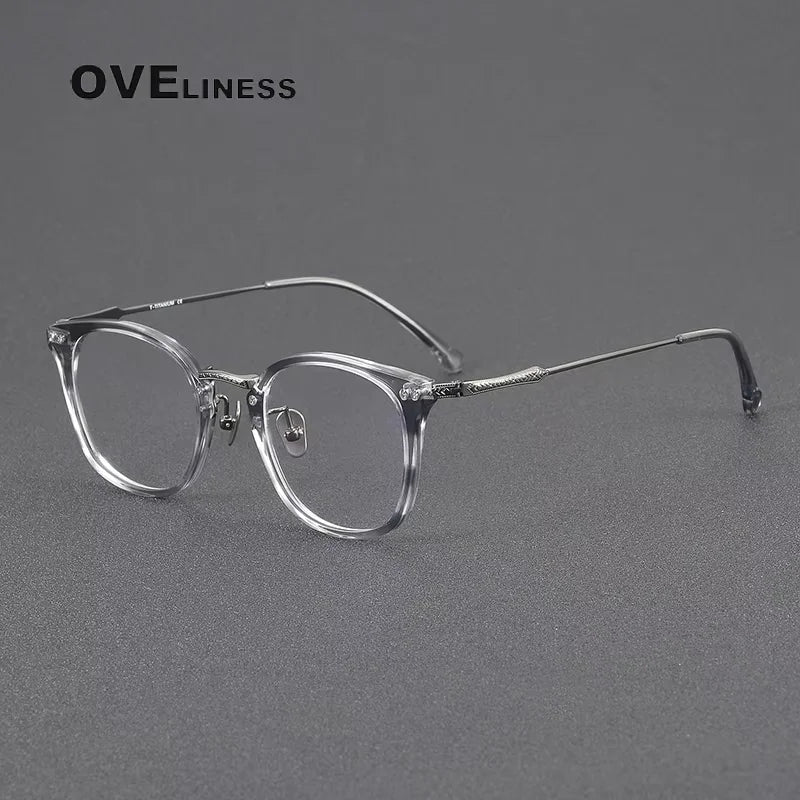 Oveliness Women's Full Rim Square Acetate Titanium Eyeglasses 614052