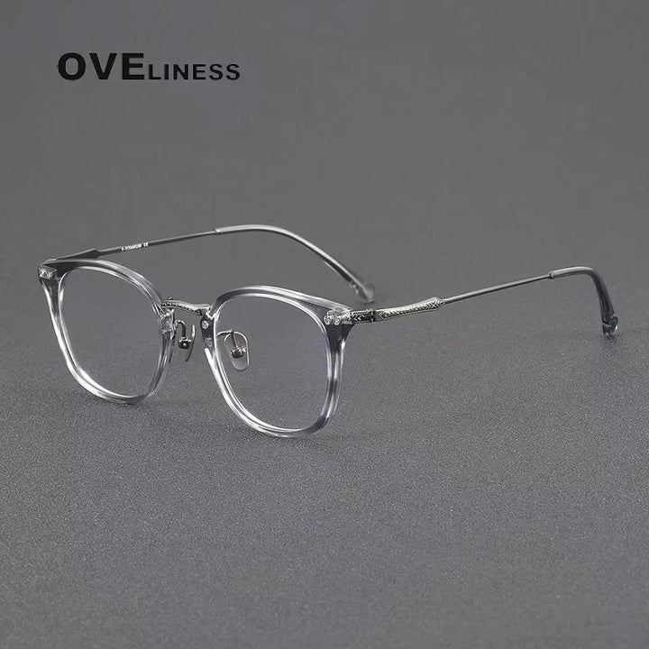 Oveliness Women's Full Rim Square Acetate Titanium Eyeglasses 614052