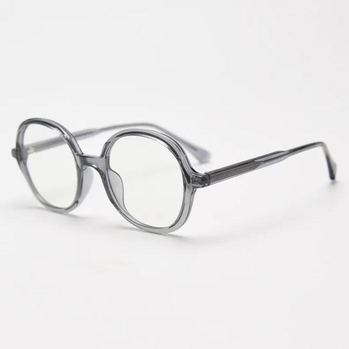 CCspace Unisex Full Rim Large Round Tr 90 Titanium Eyeglasses 56945 Full Rim CCspace C3Grey