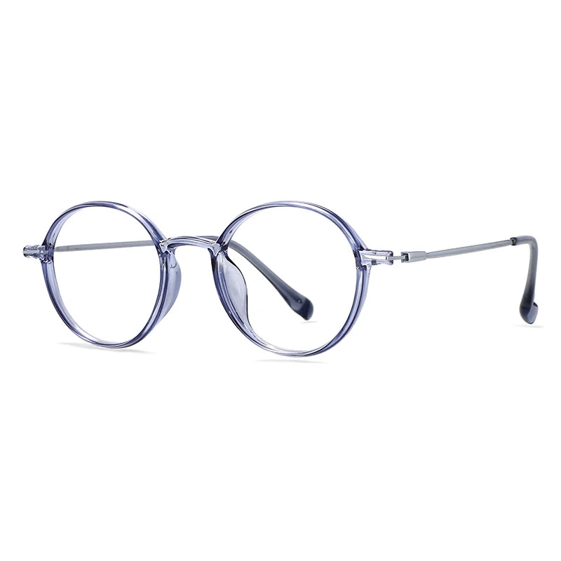 CCspace Unisex Full Rim Round Tr 90 Titanium Eyeglasses 57098 Full Rim CCspace Blue