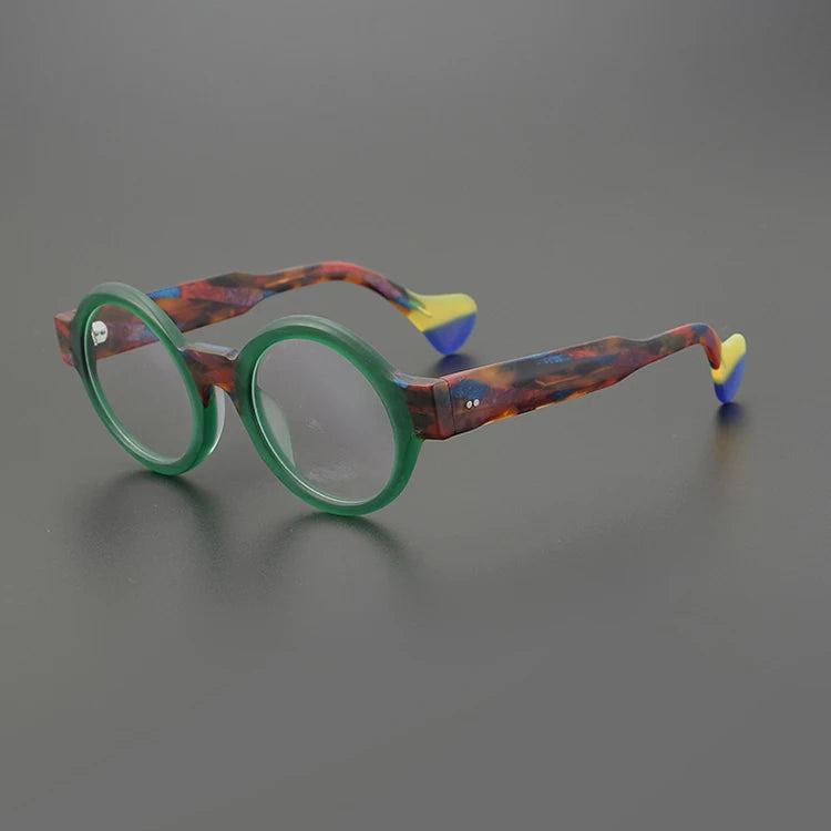 Nobler Unisex Full Rim Large Round Frosted Acetate Eyeglasses 19271 Full Rim Nobler C4