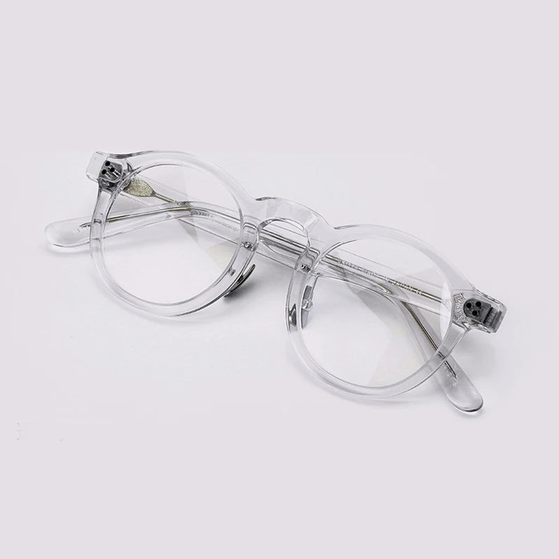 Black Mask Unisex Full Rim Acetate Round Eyeglasses 4526 Full Rim Black Mask Crystal