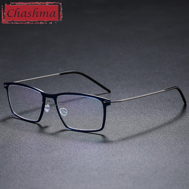 Chashma Unisex Full Rim Square Acetate Titanium Eyeglasses 6544 Full Rim Chashma Transparent Blue