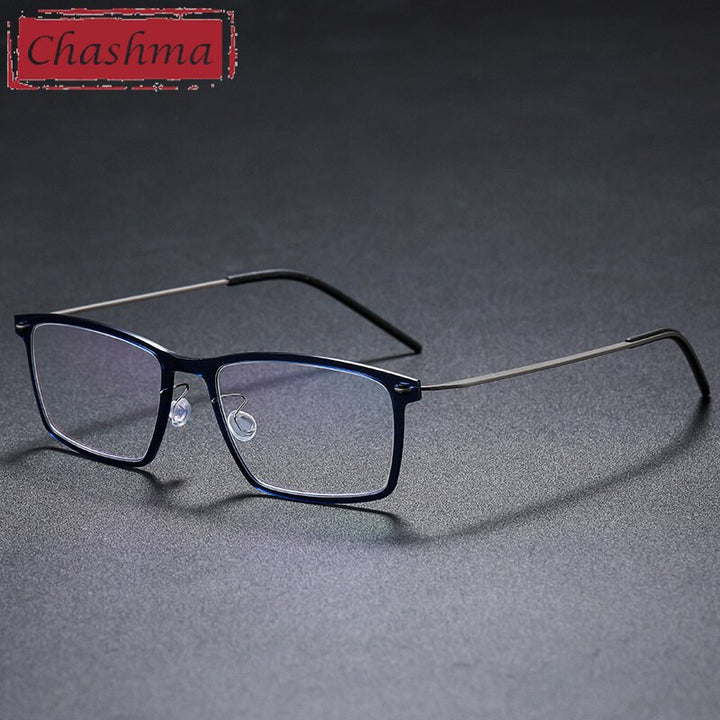 Chashma Unisex Full Rim Square Acetate Titanium Eyeglasses 6544 Full Rim Chashma Transparent Blue