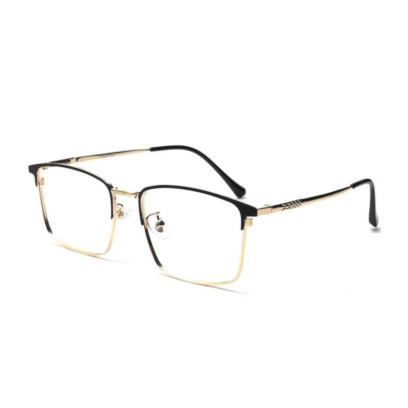 Kocolior Unisex Full Rim Big Square Titanium Eyeglasses 3010 Full Rim Kocolior Black Gold