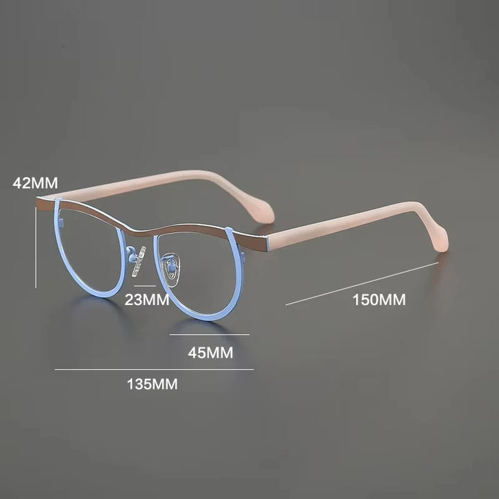 Gatenac Women's Full Rim Oval Acetate Titanium Eyeglasses G85884