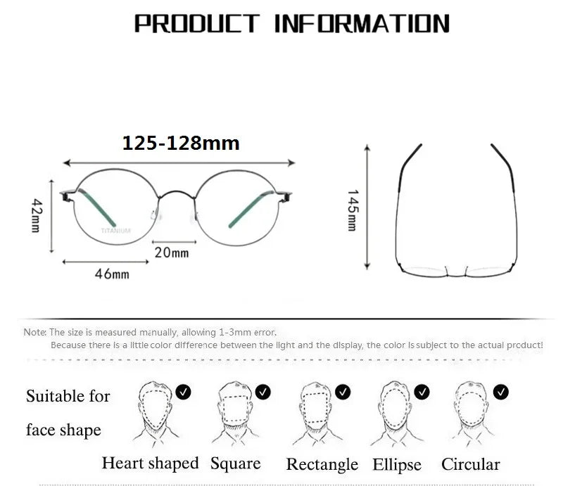 Aimee Women's Semi Rim Round Screwless Titanium Eyeglasses 46125