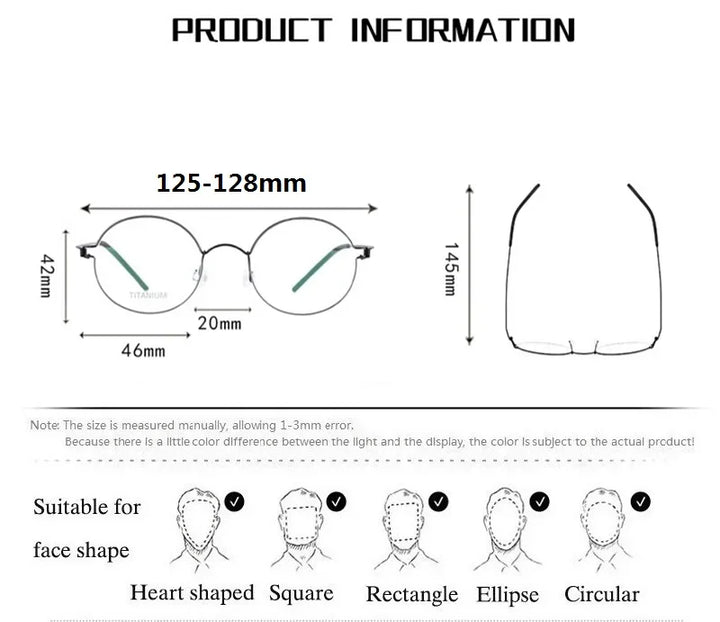 Aimee Women's Semi Rim Round Screwless Titanium Eyeglasses 46125