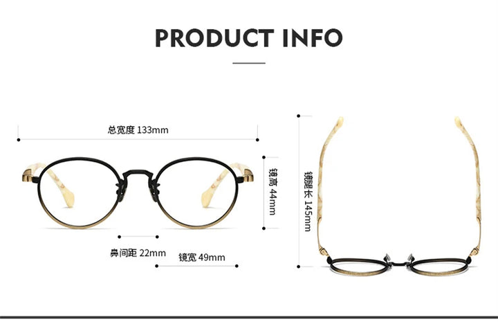 Blaack Mask Women's Full Rim Round Titanium Eyeglasses S808 Full Rim Black Mask
