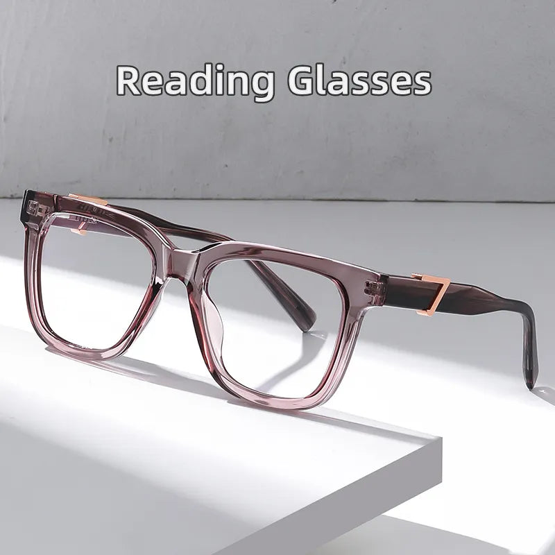 Kocolior Unisex Full Rim Square Acetate Alloy Hyperopic Reading Glasses C911 Reading Glasses Kocolior   