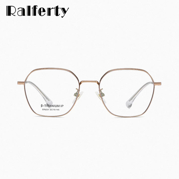 Ralferty Unisex Full Rim Polygon Titanium Eyeglasses R6224 Full Rim Ralferty