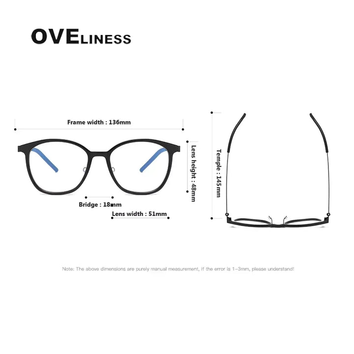 Oveliness Women's Full Rim Oval Square Acetate Titanium Eyeglasses 21851
