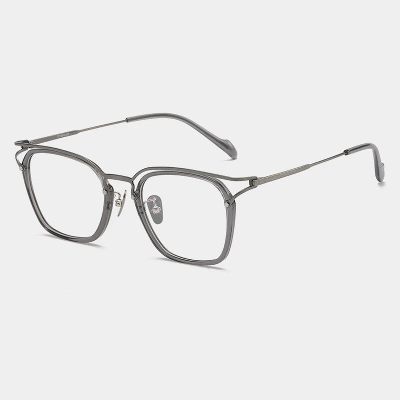 Gatenac Unisex Full Rim Square Titanium Acetate Eyeglasses Gxyj1137 Full Rim Gatenac Gray