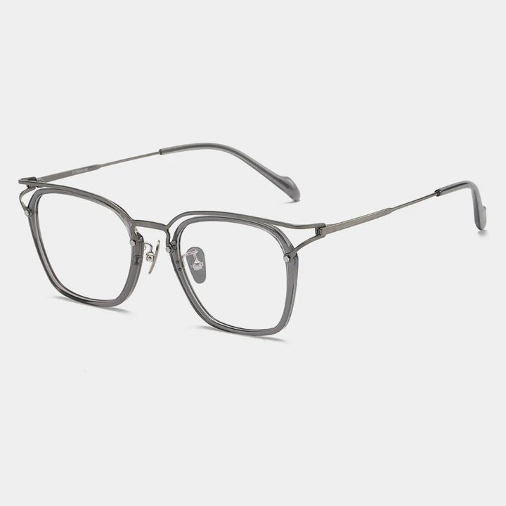 Gatenac Unisex Full Rim Square Titanium Acetate Eyeglasses Gxyj1137 Full Rim Gatenac Gray
