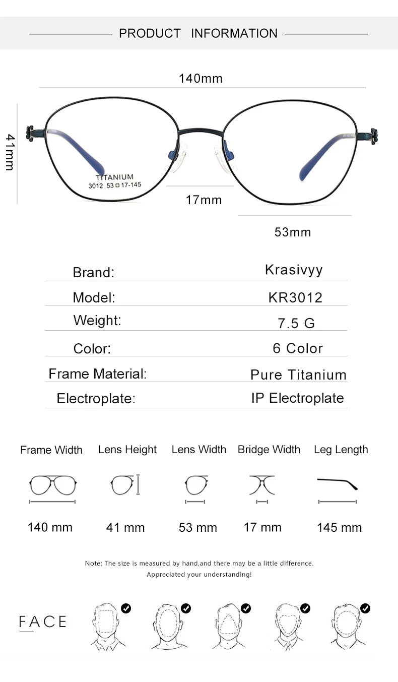 Krasivyy Unisex Full Rim Polygon Oval Titanium Eyeglasses 33012