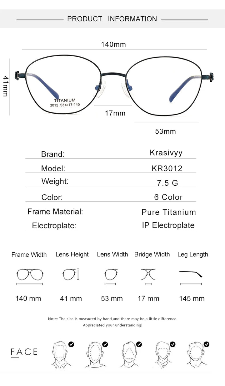 Krasivyy Unisex Full Rim Polygon Oval Titanium Eyeglasses 33012