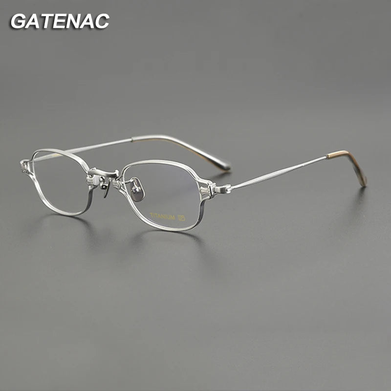 Gatenac Unisex Full Rim Small Square Titanium Eyeglasses Gxyj1216 Full Rim Gatenac   