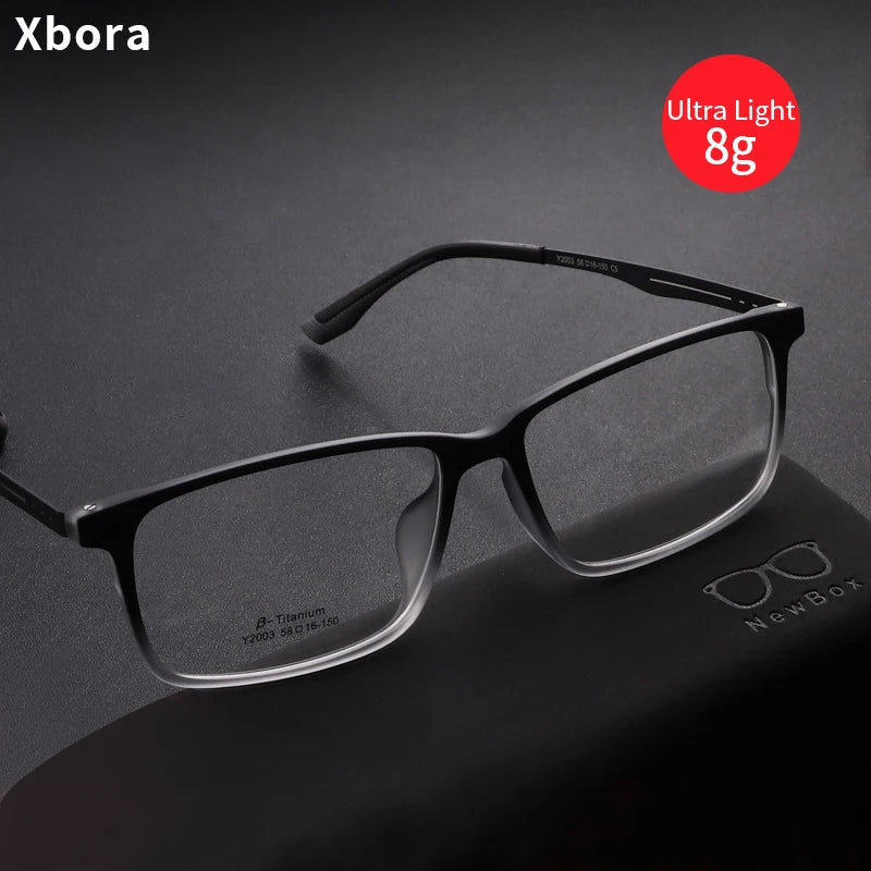 Xbora Unisex Full Rim Big Square Tr 90 Titanium Eyeglasses 2003