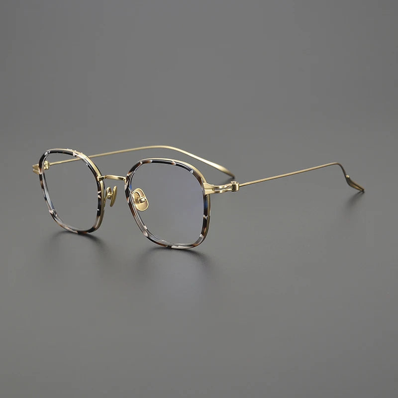Gatenac Unisex Full Rim Square Acetate Titanium Eyeglasses Gxyj1572