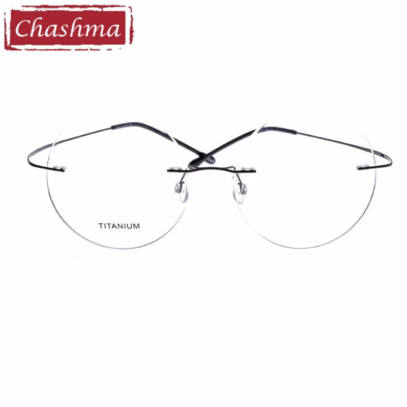 Chashma Unisex Rimless Oval Round Titanium Eyeglasses 96134