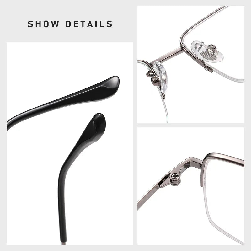 Vicky Unisex Semi Rim Square Polygon Titanium Reading Glasses 18012 Reading Glasses Vicky