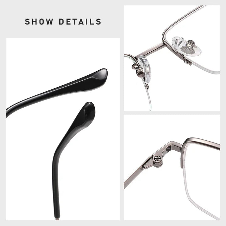 Vicky Unisex Semi Rim Square Polygon Titanium Reading Glasses 18012 Reading Glasses Vicky